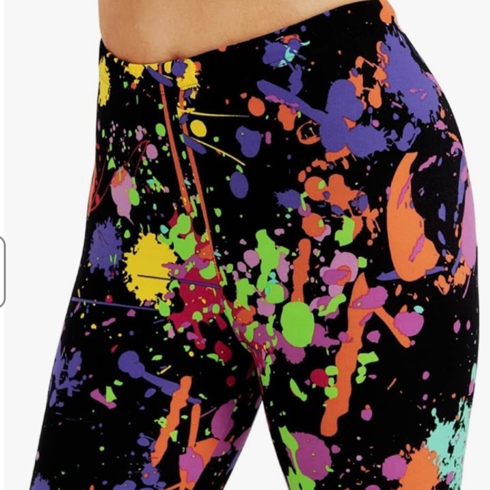 Sissycos Women's 80s Neon Artistic Splash Printed Leggings - Size XL